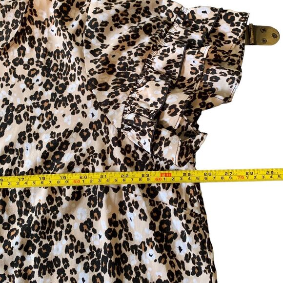 Lane Bryant Leopard Print Blouse Short Sleeve Brown Tan Plus Size 18 - Picture 7 of 8